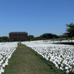 Artist Suzanne Brennan Firsten's National Mall installation "In America: Remember," memorializes the number of Americans lost to COVID-19. (Photo by Ellen Goldstein)